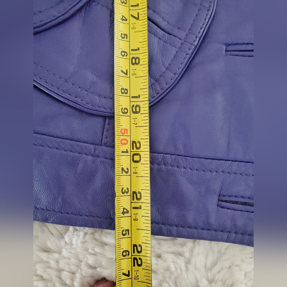 Purple 100% lambskin jacket CACHE LUXE, extremely soft, size  M - Picture 6 of 16